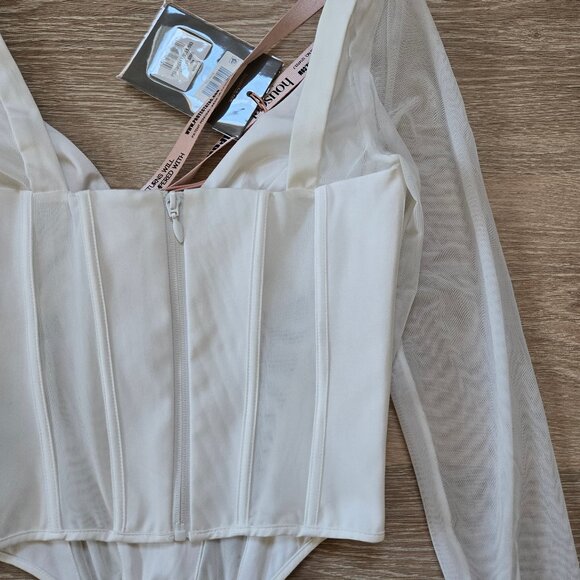 🌟HOUSE OF CB Araminta Corset Top, Semi-Sheer Mesh Sleeves, Small D/E NWT🌟 - Picture 11 of 17